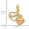 14K Two Tone Gold Sweet 16 Heart Pendant Charm Jewelry 18 x 15 mm